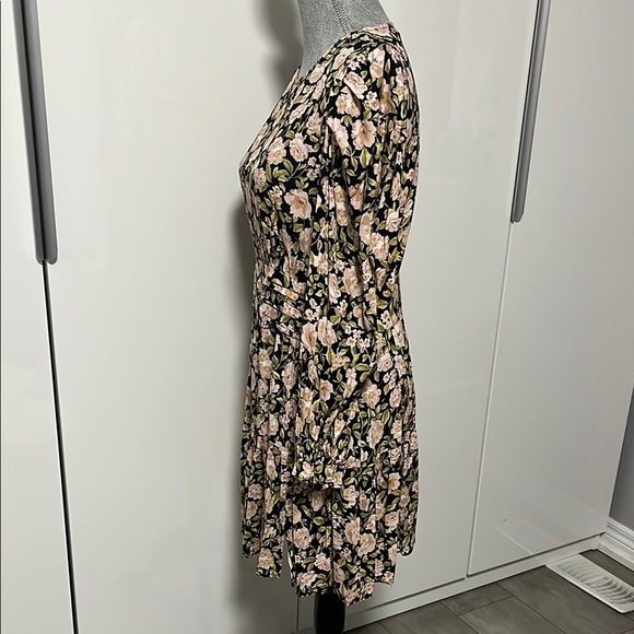 ZARA NWOT Puff Sleeves Floral Print Mini Dress Open Back, Size L - Picture 9 of 14